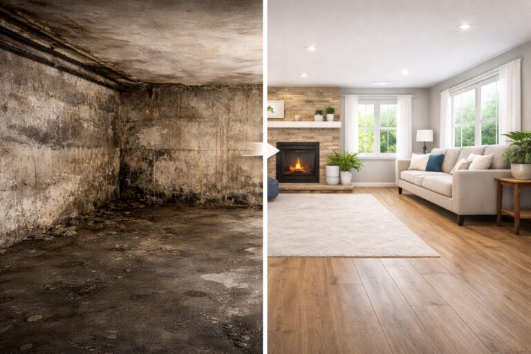 Basement transformation showing removal of musty odors and improved indoor air quality in a Maine home