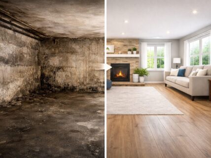 Basement transformation showing removal of musty odors and improved indoor air quality in a Maine home